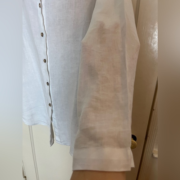 Soft Surroundings Oversized White Linen Button Down Shirt NWOT - Picture 3 of 10